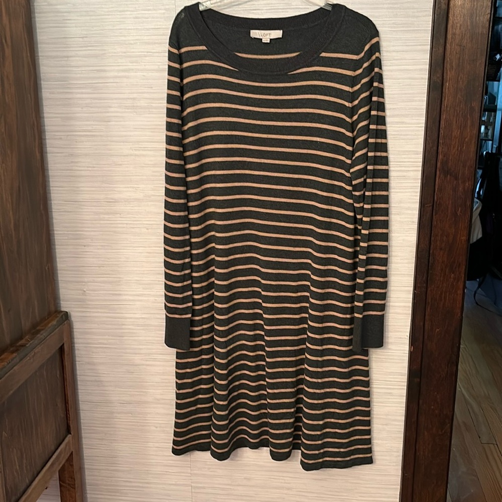 Loft crew neck striped sweater dress in XXLT